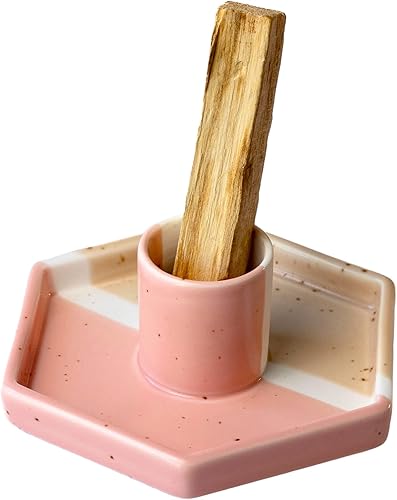 Soporte de Palo Santo hermoso soporte hexagonal de cerámica para todo tipo de palos de salvia y palo. Soporte para cono de incienso resistente,
