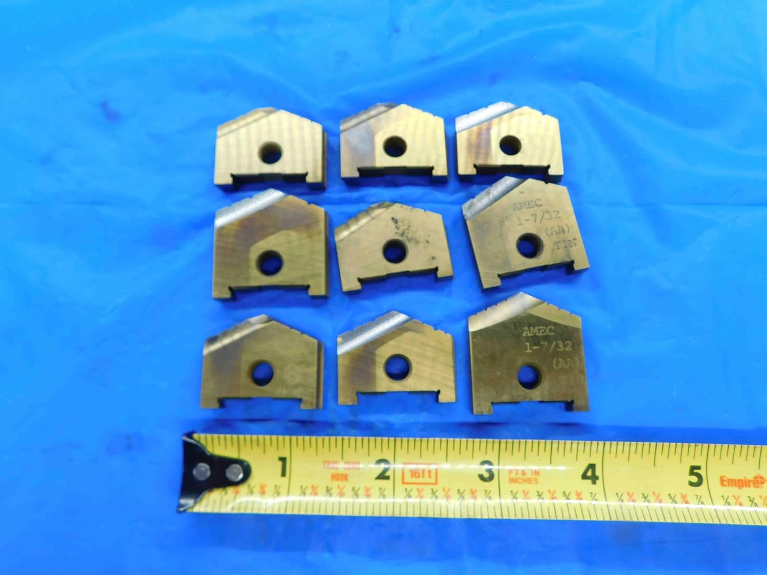 M & J Tooling LLC 9PCS AMEC Series AA HSS TiN Coated Spade Drill Inserts 1 7/32 1.21875 USA Made - BT1089CN2