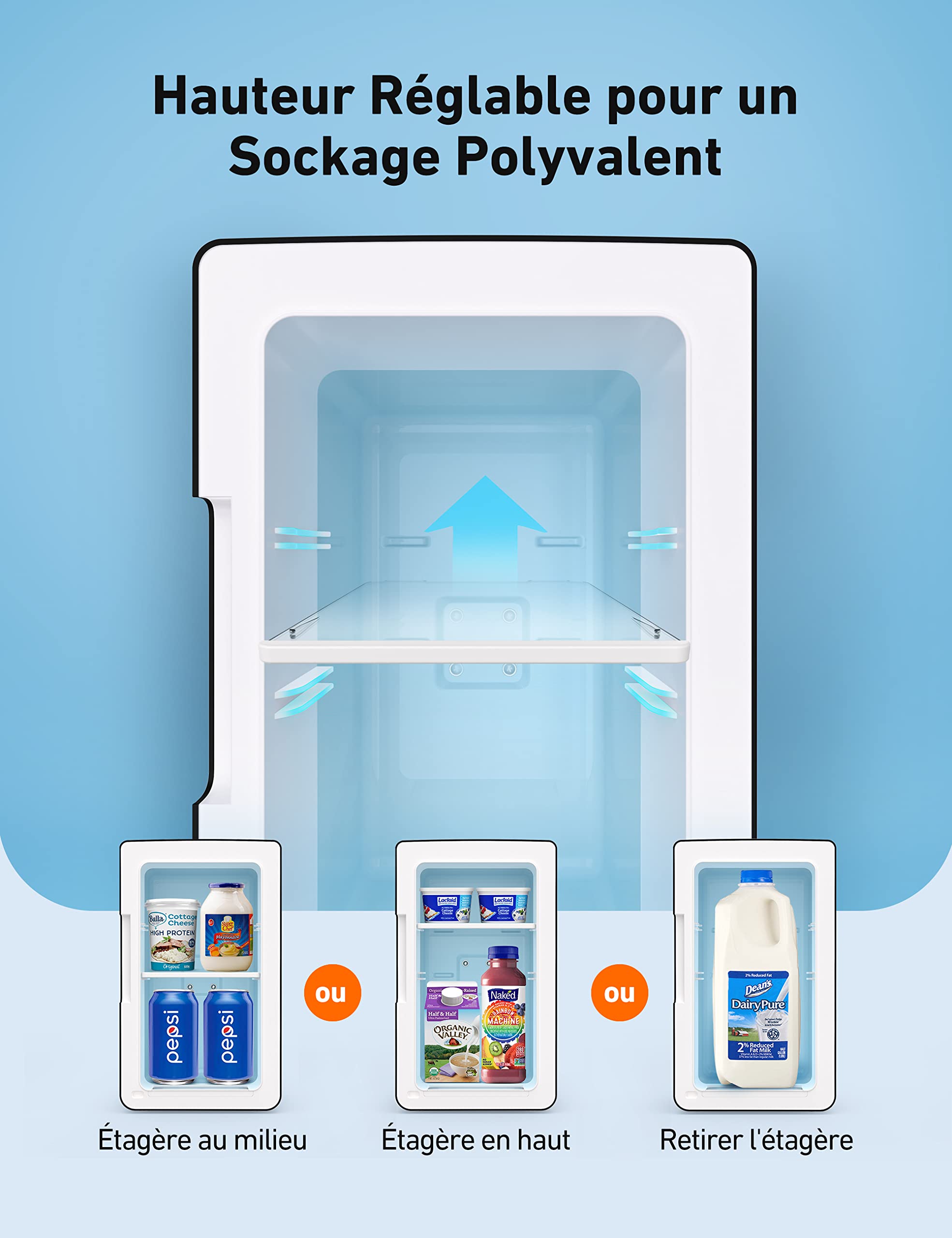 AstroAI Mini Frigo de Chambre 6L 8 Canettes 355ml Réfrigérateur Voiture 12V 220V Silencieux Fonction Chaud/Froid Gris