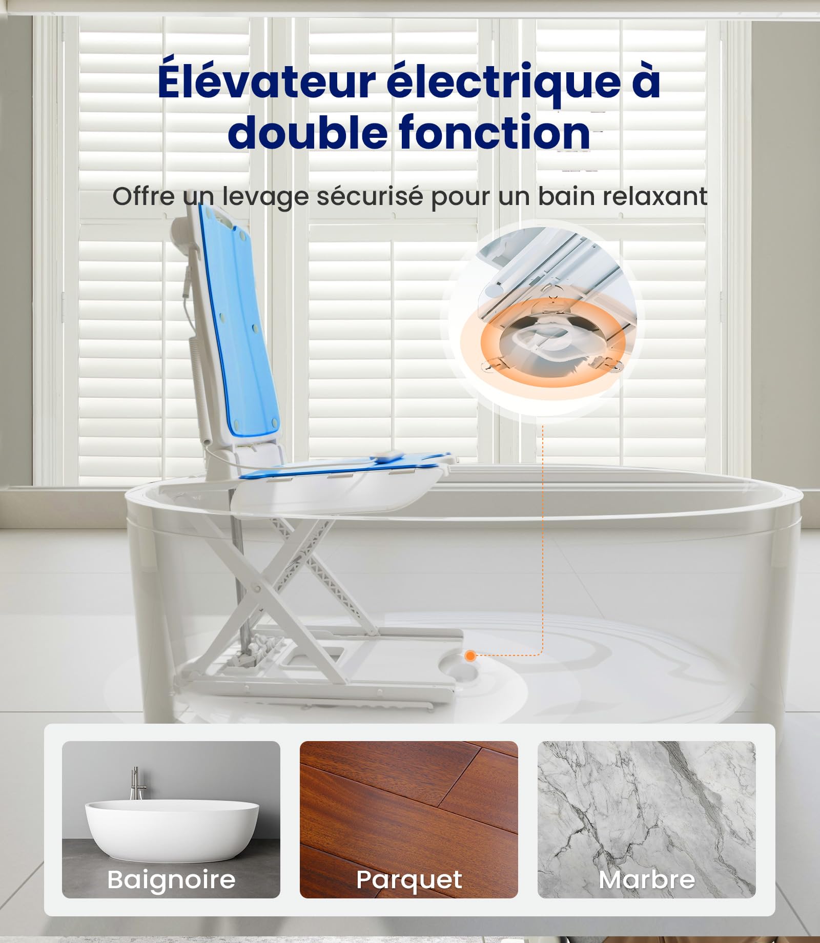 VOCIC Sièges à Levage assisté – Fauteuil élévateur électrique Multifonction, réglable en Hauteur jusqu'à 48 cm, Aide au relevage du Sol pour Personnes âgées, Charge maximale 136 kg