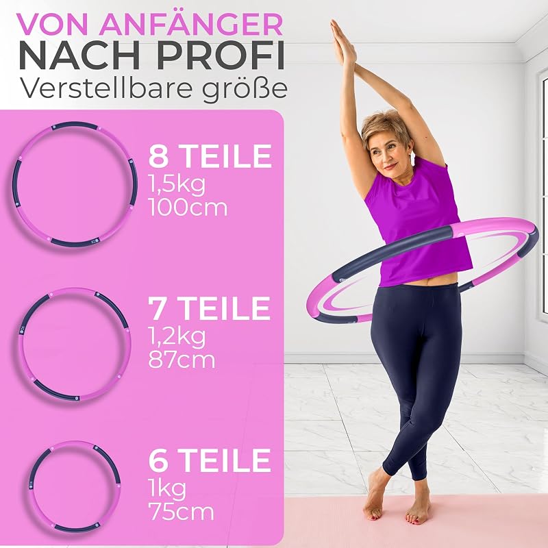 SummerFan Hula Hoop Karika Kezdőknek 1,5 kg Rózsaszín Összecsukható Fitness Karika Felnőtteknek Fogyáshoz 100 cm