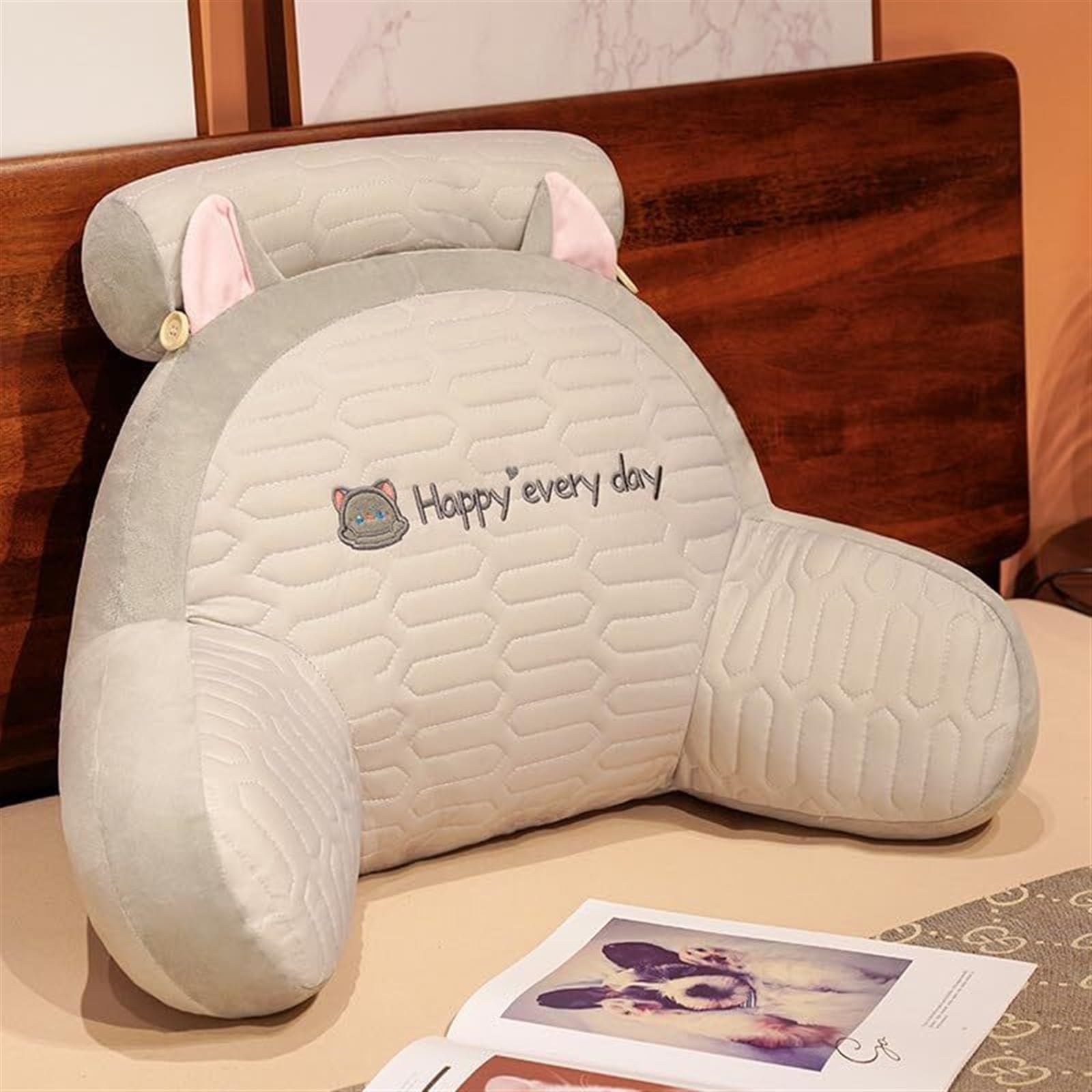 MYXJX back support cushion, Pillows to Relieve Pain Ergonomic Lumbar Support Cushion Detachable and Washable Cuddle Cushions(Gray,75 * 50cm)