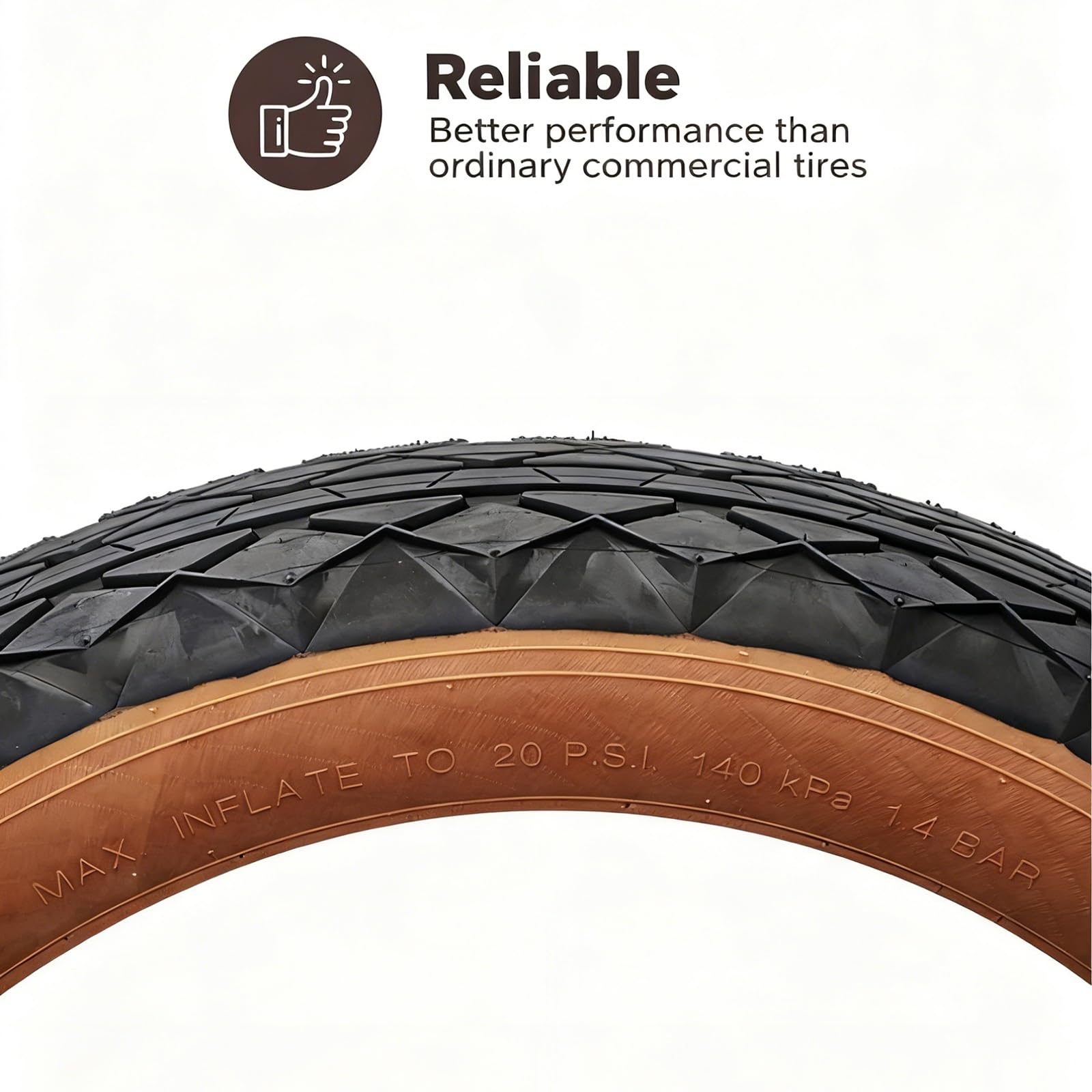 20x4.0 Opona, 60 TPI, 20 PSI / 140 KPA, Odporna na Przebicia do Terenu, dla E-Bike, Fat Bike, Rower Górski, Motosanie, Trójkołowiec Plażowy, Wzmocniona Ściana Boczna(Tire)