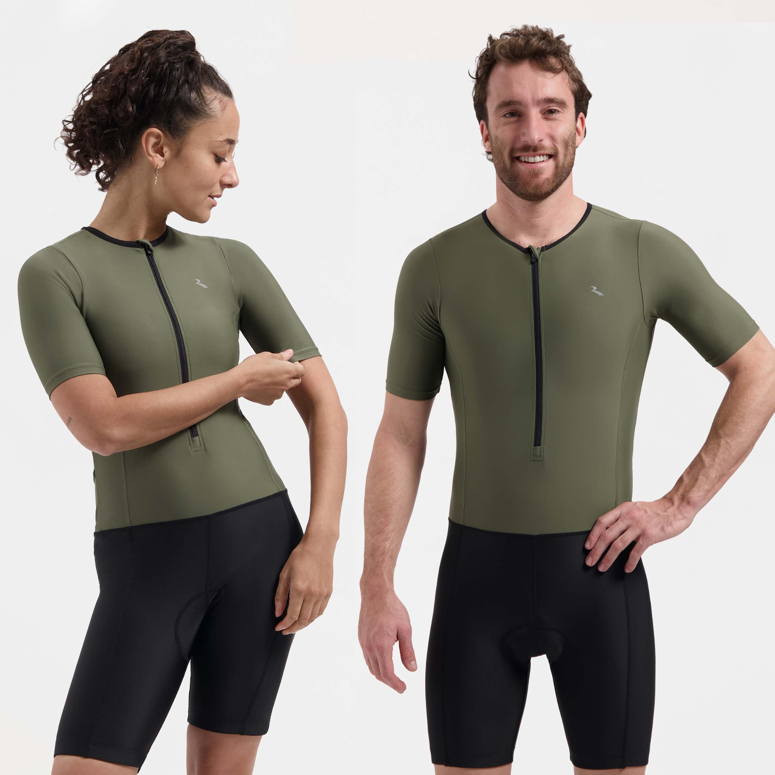 Rogelli Florida - Combinaison de triathlon - Femme et Homme | Col rond - Manches courtes - Demi-zip - 2 poches arrière - Température 15 - 35 °C