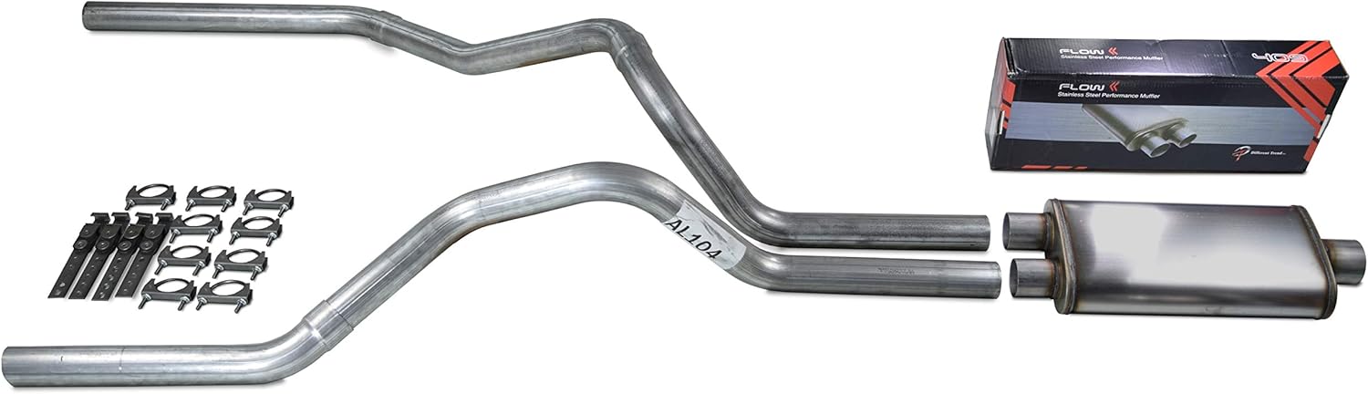 Truck Exhaust Kits - Shop Line Dual Exhaust Sytem 2.5 inch Aluminized Pipe Stainless Flow II Muffler