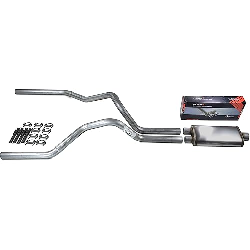 Truck Exhaust Kits - Shop Line Dual Exhaust Sytem 2.5 inch Aluminized Pipe Stainless Flow II Muffler