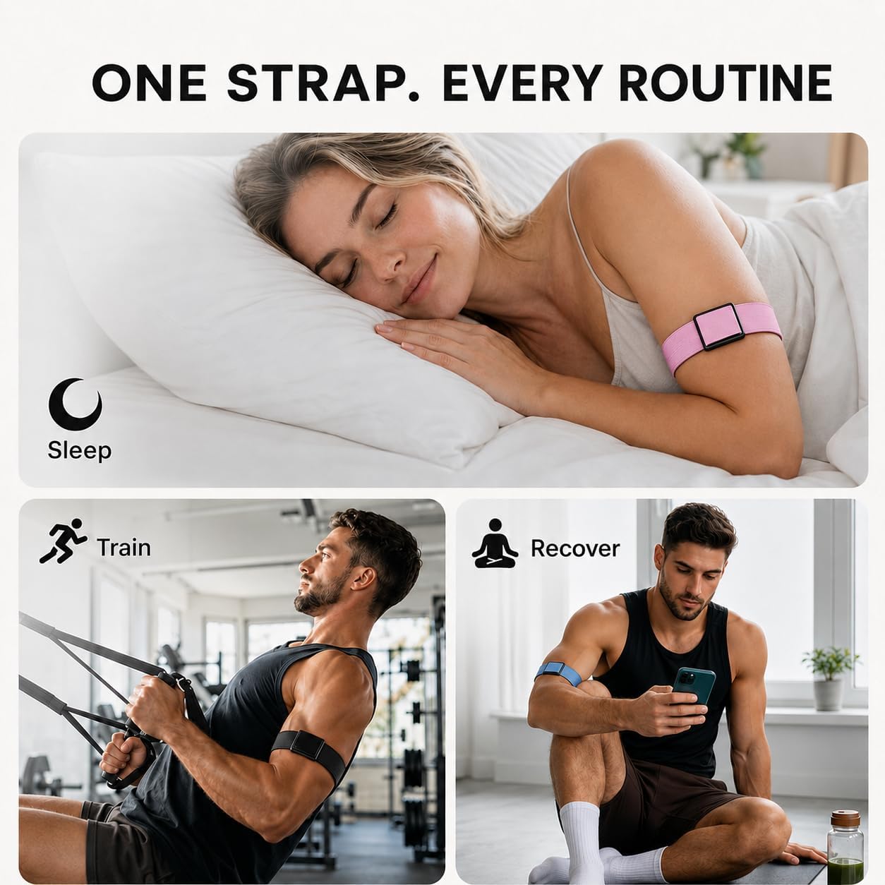 Nylon Sport Band Compatible with Whoop 5.0 Bicep Bands One, Peak, Adjustable Elastic Arm Band for WHOOP 5.0/ MG Fitness Tracker, Sweat Resistant Bicep Strap Replacement for Whoop MG Life