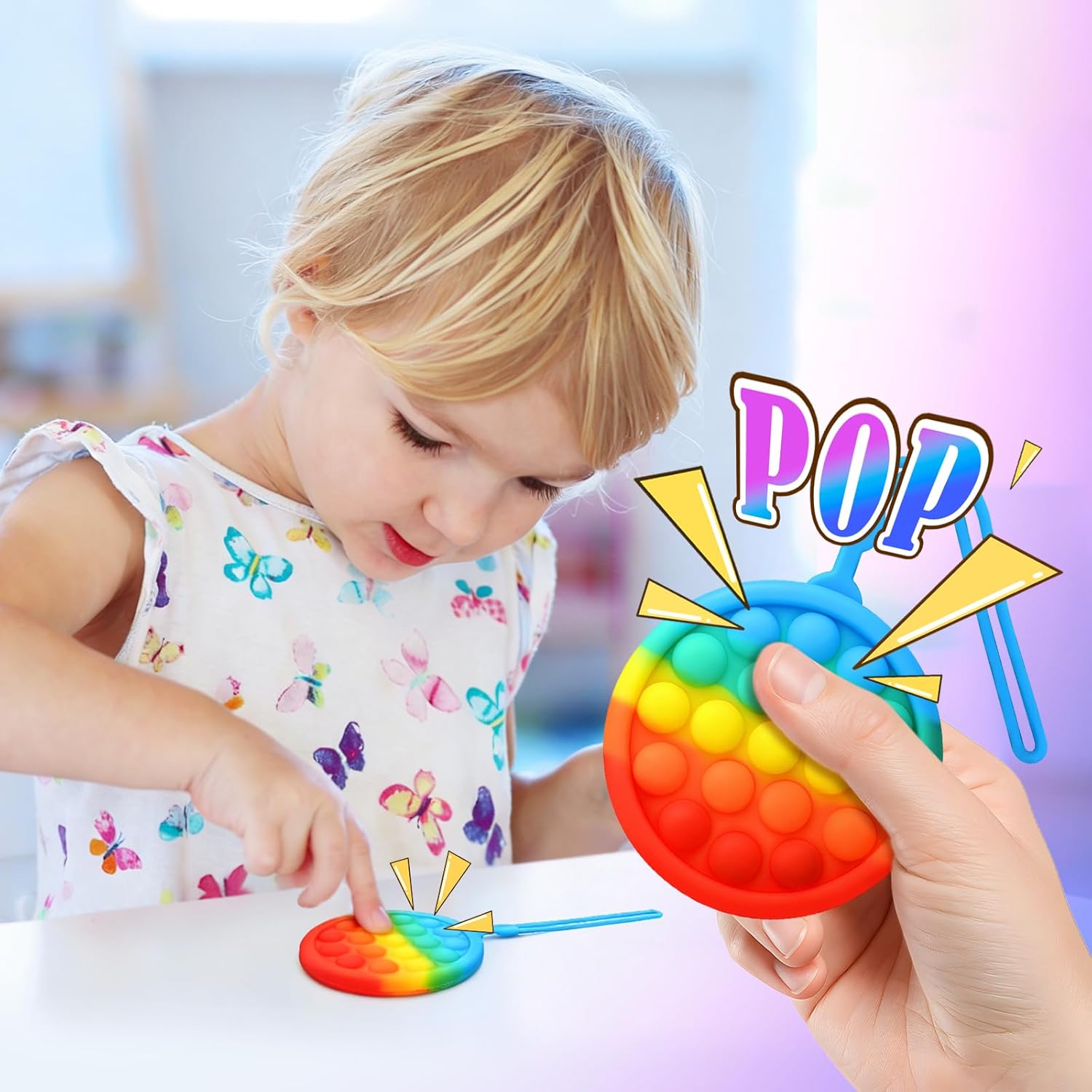 Upgraded Endless Pop Fidget Toy, Sensory Bubble Poppers for Kids and Adults - Push, Poke, Squeeze for Stress Relief, Silicone Bubble Board for Party, Travel, Office, Classroom Gifts