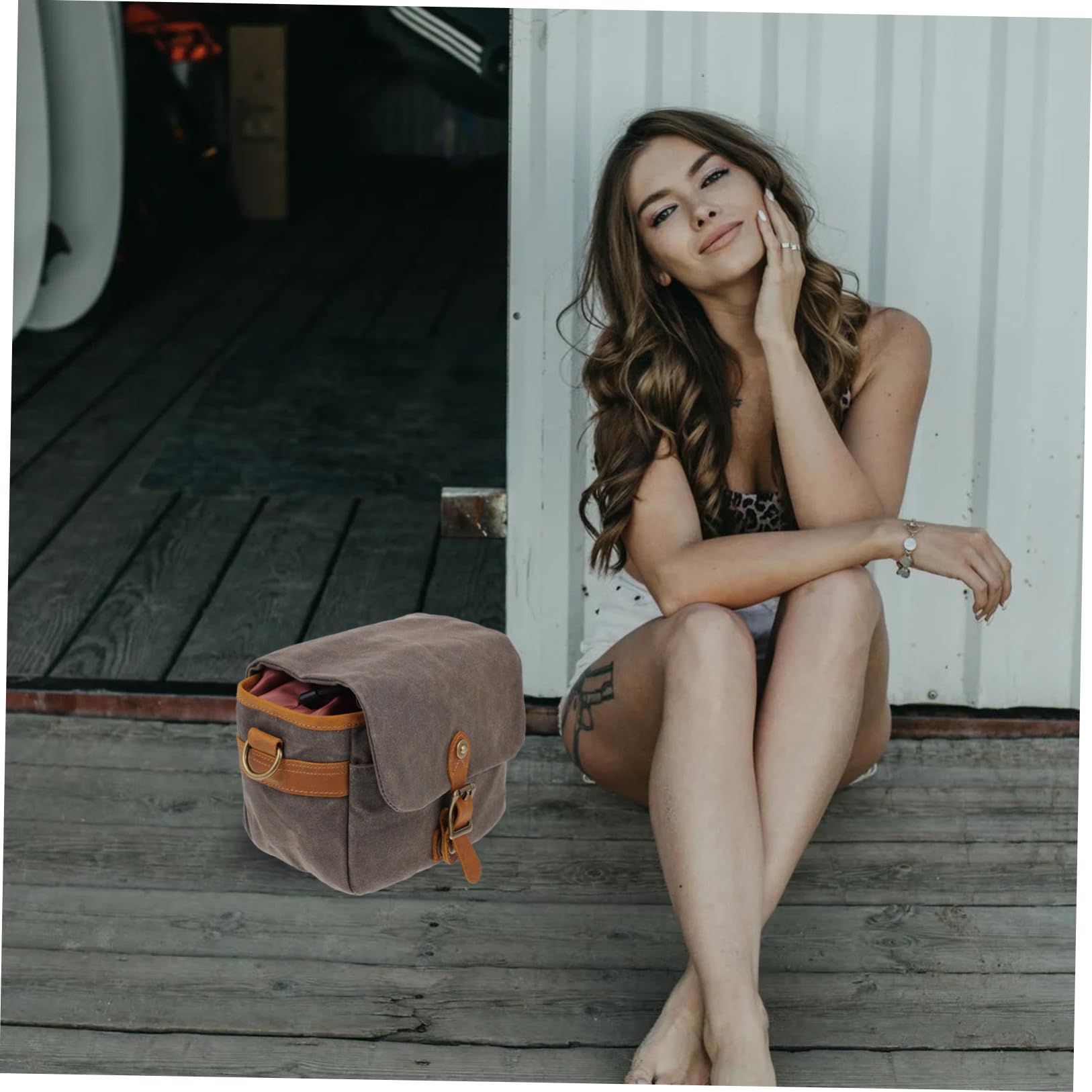 jojofuny Borsa per Macchina Fotografica in Tela Verde Tracolla a Coulisse, Borsa Portatile per Fotocamera Mirrorless, per Viaggi e Fotografia All'aperto