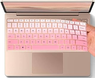 Keyboard Cover for 12.4" New Microsoft Surface Laptop Go 2 2022 Release & Surface Laptop Go 2021 2020 Release Touchscreen Keyboard Protective Skin, Ombre Pink