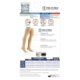 Truform 20-30 mmHg Compression Stockings for Men and Women, Thigh High Length, Dot Top, Closed Toe, Black, 2X-Large
