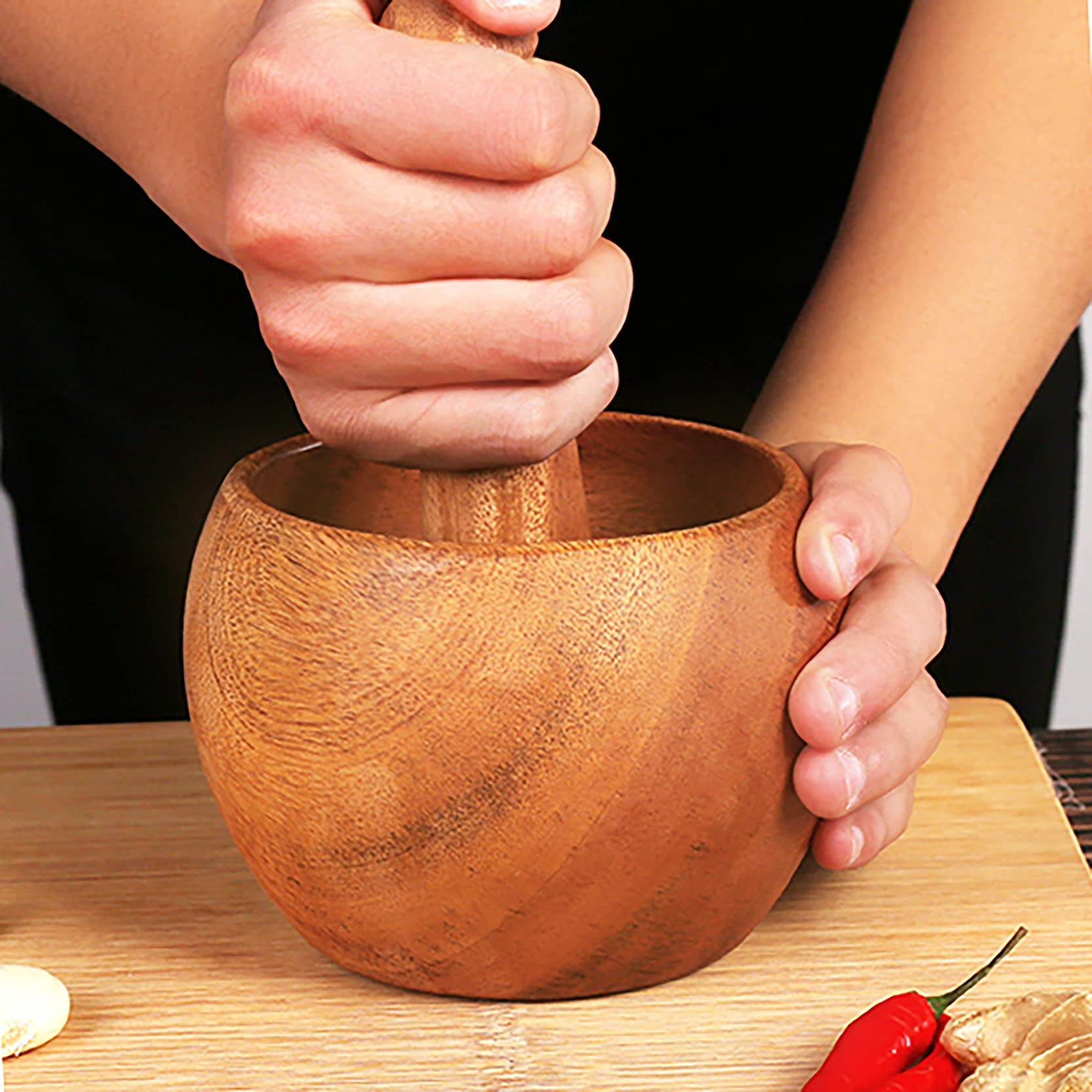 Mortier Et Pilon En PP - Bol 11.4x11.4x9.5 Cm, Pilon 17 Cm, Pour Broyer épices, Herbes, Ail, Idéal Cuisine Maison