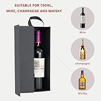 Vista 5 de RYDDOY Caja de regalo de vino, 12.8 x 3.7 x 3.7 pulgadas, cajas de botellas de vino negro con asa para licor y champán, cierre magnético, caja