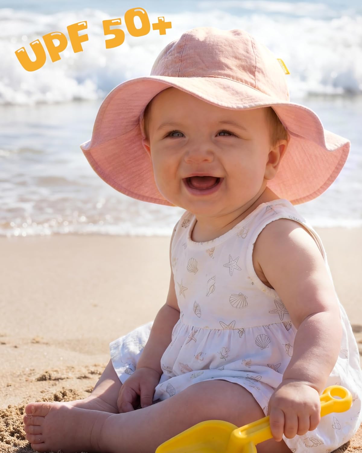 HONGTEYA Baby Sun Hat Muslin Toddler Bucket Hat for Girls Boys Infant Wide Brim Sun Protection UPF 50+ - Image 2