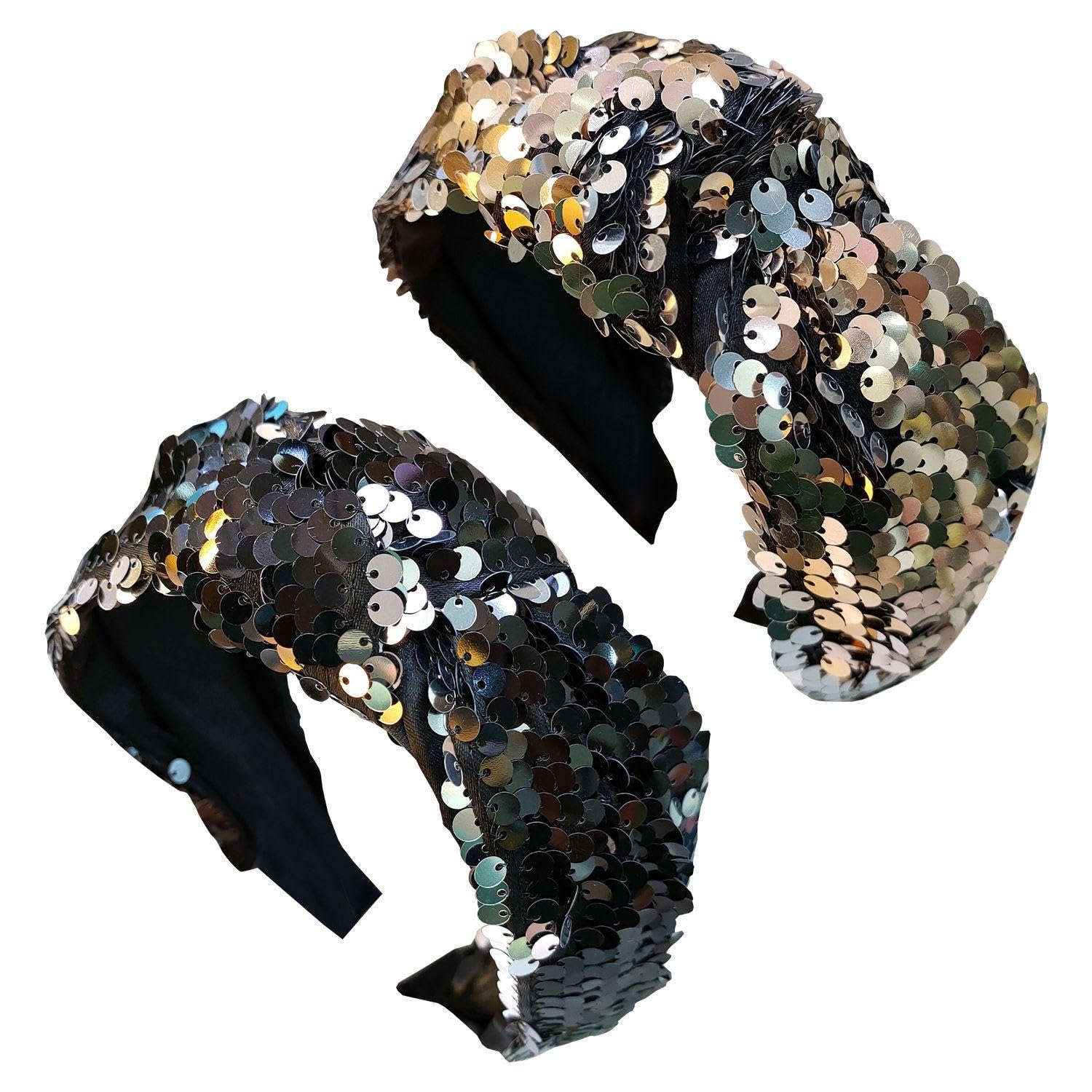 2 Pieces Of Sequined Headbands, Retro Headbands, Fashionable Personalized Headbands, Party Headbands, Clothing Accessories