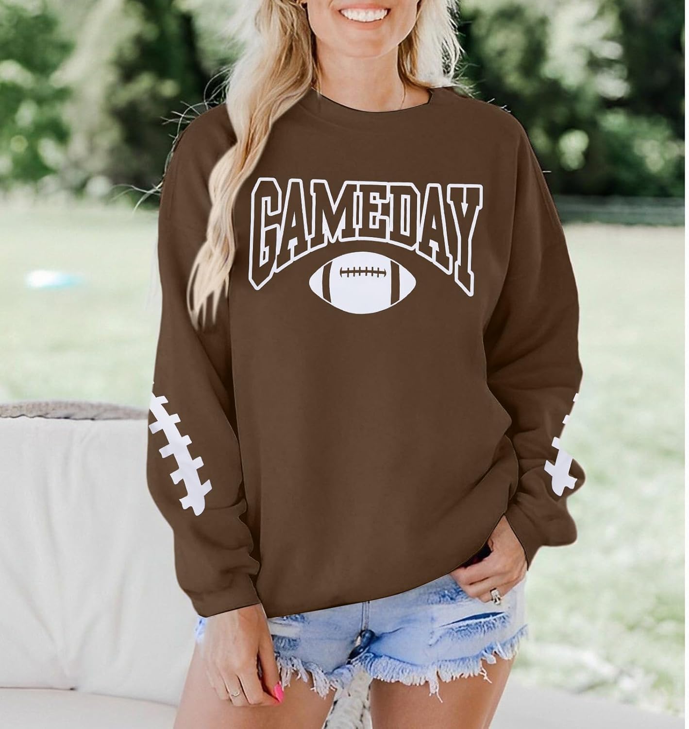FAYALEQ Game Day Sweatshirts Women Football Sweatshirt Football Rugby Pullovers Casual Game Day Fan Pullover Top - Image 3