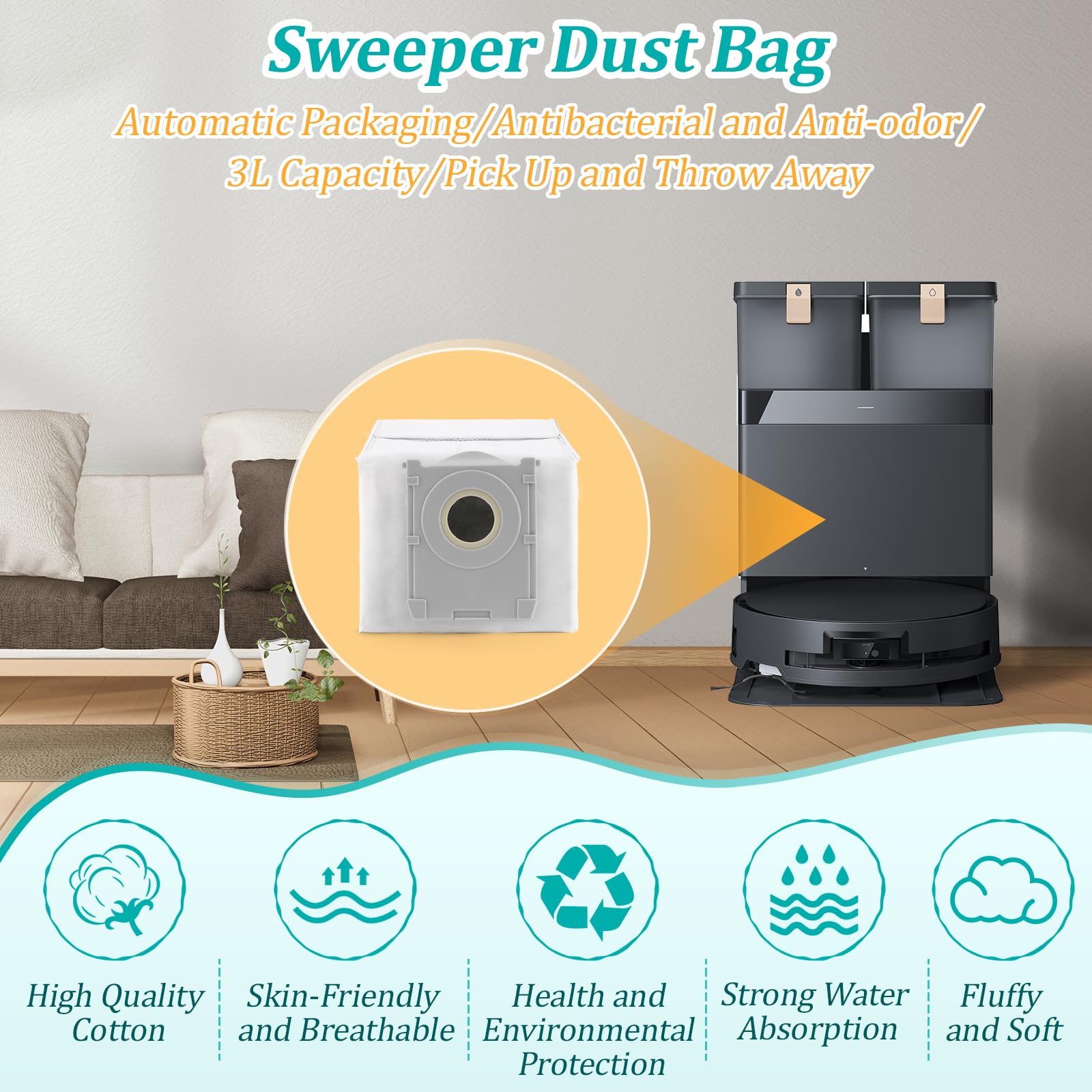 RongZy 12 Pièces Sacs à Poussière Pour Ecovacs Deebot X8 PRO