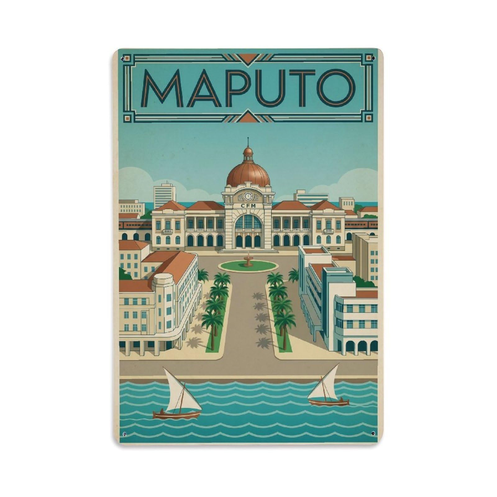 Travel Retro Mozambique Maputo Metal Tin Sign