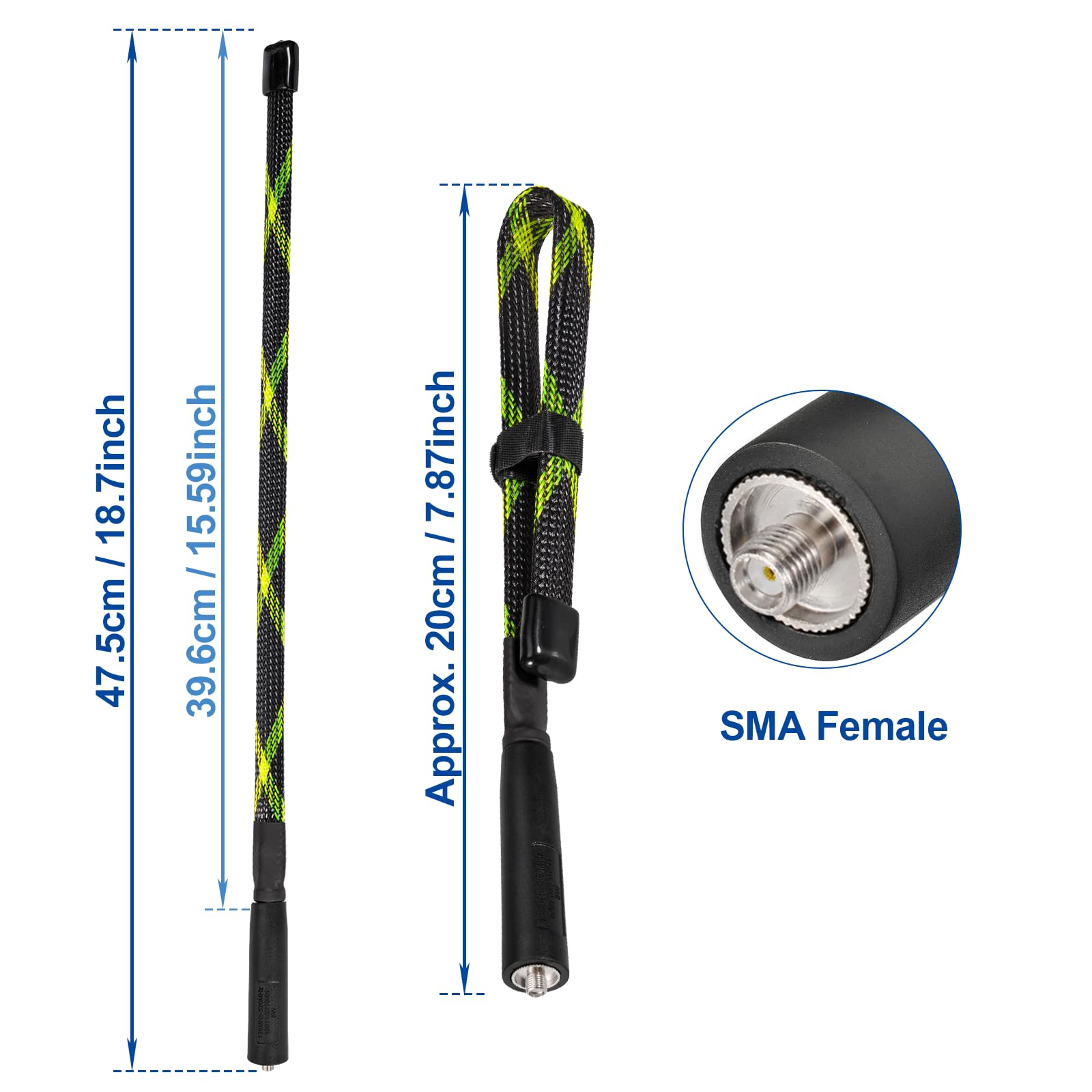 Bingfu Antenna VHF UHF Bibanda 136-460MHz Pieghevole 47.5cm SMA Femmina CS Tattico Camuffare per Baofeng UV-5R UV-82 BF-888S GT-3 BF-F8HP Wouxun HYT Radio a Due Vie Portatili