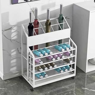 Umbrella Holder with Wheels, Large Capacity Umbrella Stand, Canes Walking Sticks Holder with Detachable Drip Tray, for Canes Walking Sticks Golf Club(White,Large)