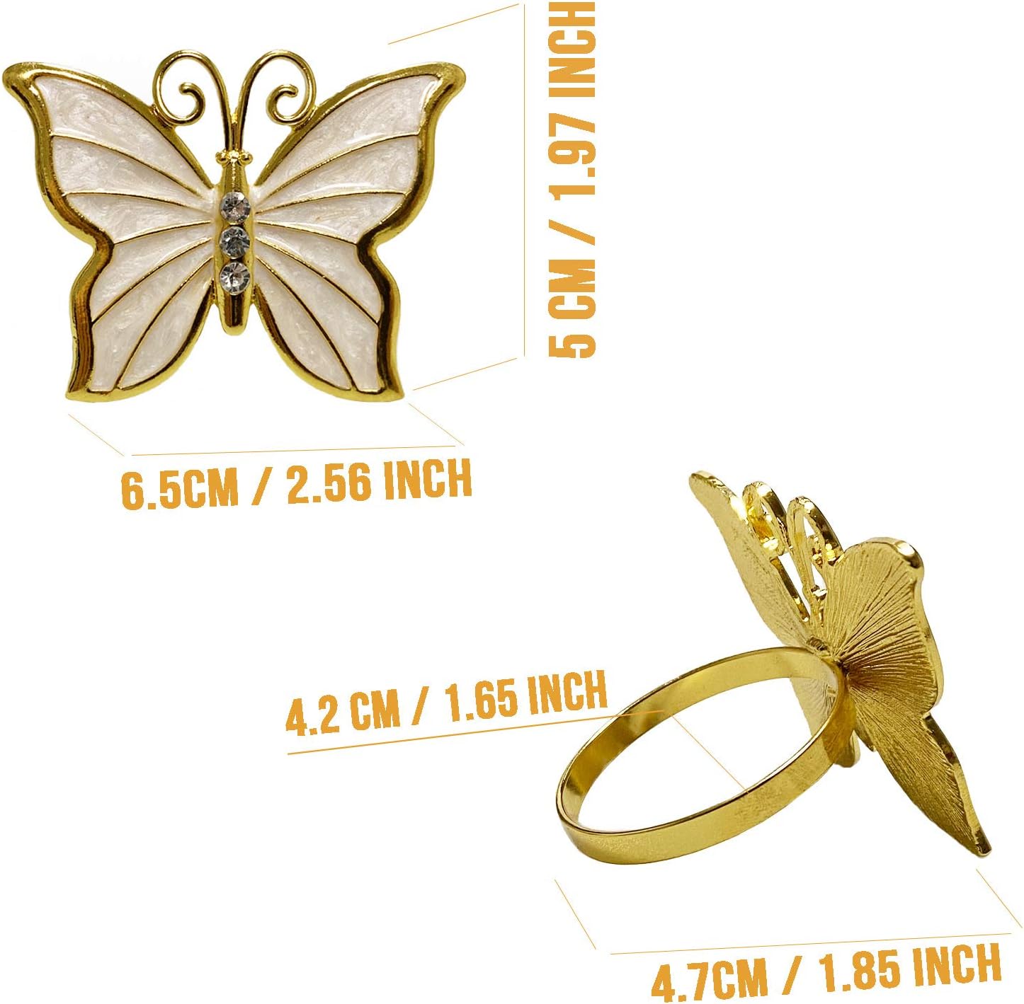 Get Discount 70% Price Fanutopie Napkin-Rings Holder Set-of-6 Metal for Valentine's Thanksgiving Day Christmas Family Wedding Party Butterfly-Shape Dinner Dining Table Gold