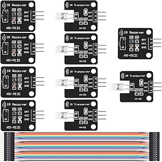 Youmile 5 Stück Digital 38 kHz Infrarot-IR-Empfänger Sensor-Modul + 5 Stück 38-kHz-IR-Sender-Sensormodul mit DuPont-Kabel ...