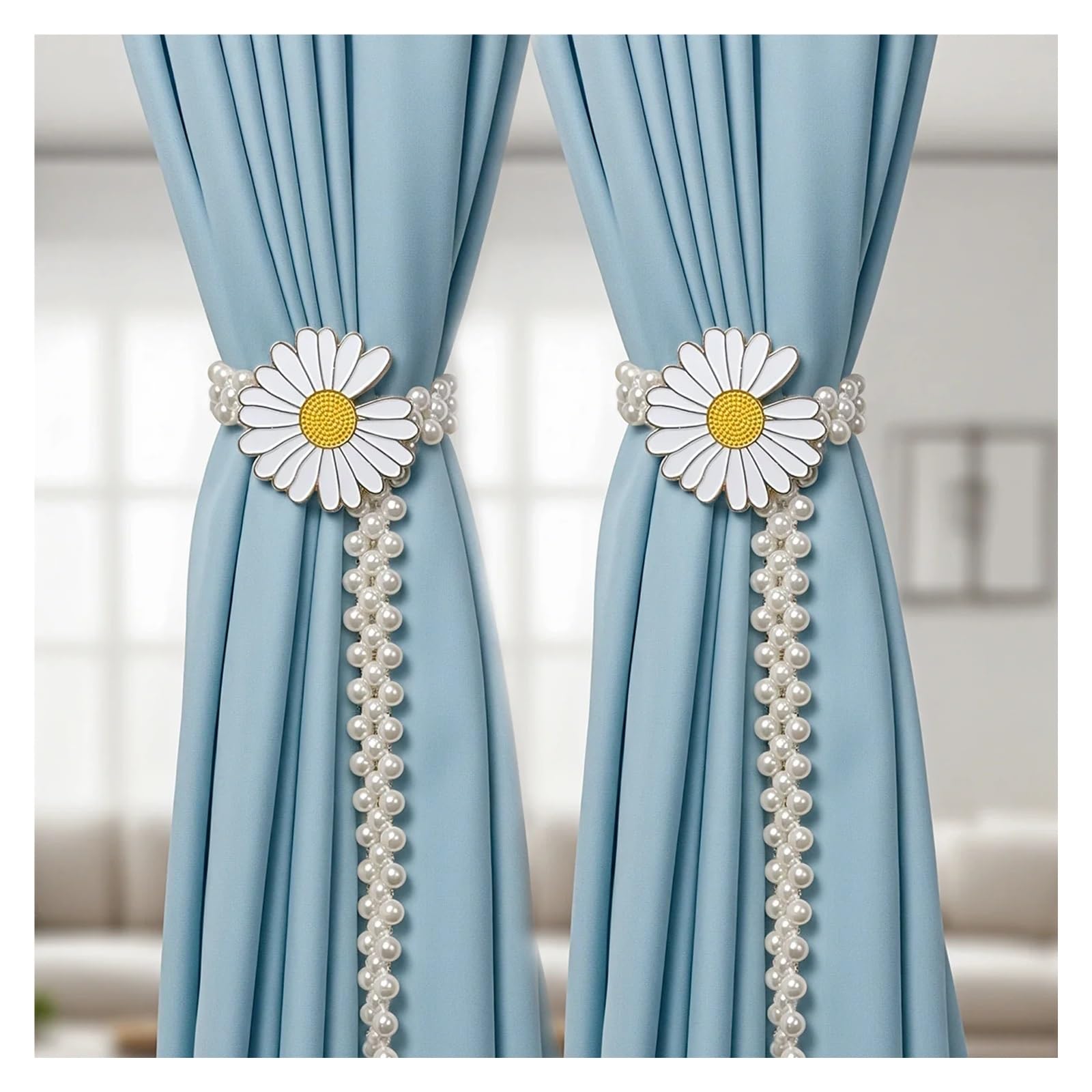 Embrasse pour Rideaux Embrasses de Rideaux fenêtre Salon en Perles, Bandes élastiques réglables for Chambre à Coucher, Bureau, décoration d'intérieur(3pcs)