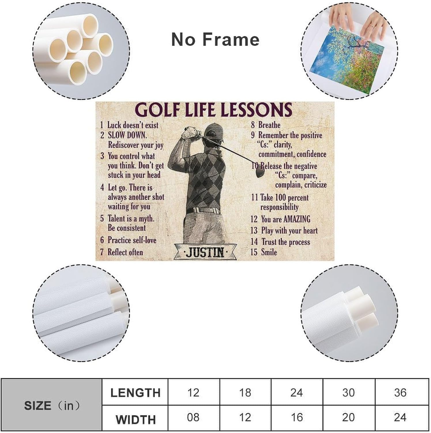 Golf Life Lessons Poster Motivational Sports Canvas Wall Art Aesthetic Decorative Painting Living Room，Bars Cafes, Restaurants, Pool Halls And Hotelsstyle 12x18inch(30x45cm) - Image 2