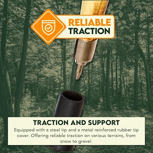 Miniatura 4 de Se ws626-55rw bastón con mango de tallado de madera con cuerda envuelto natural, punta de acero espiga de metal reforzado protector de 55 pulgadas