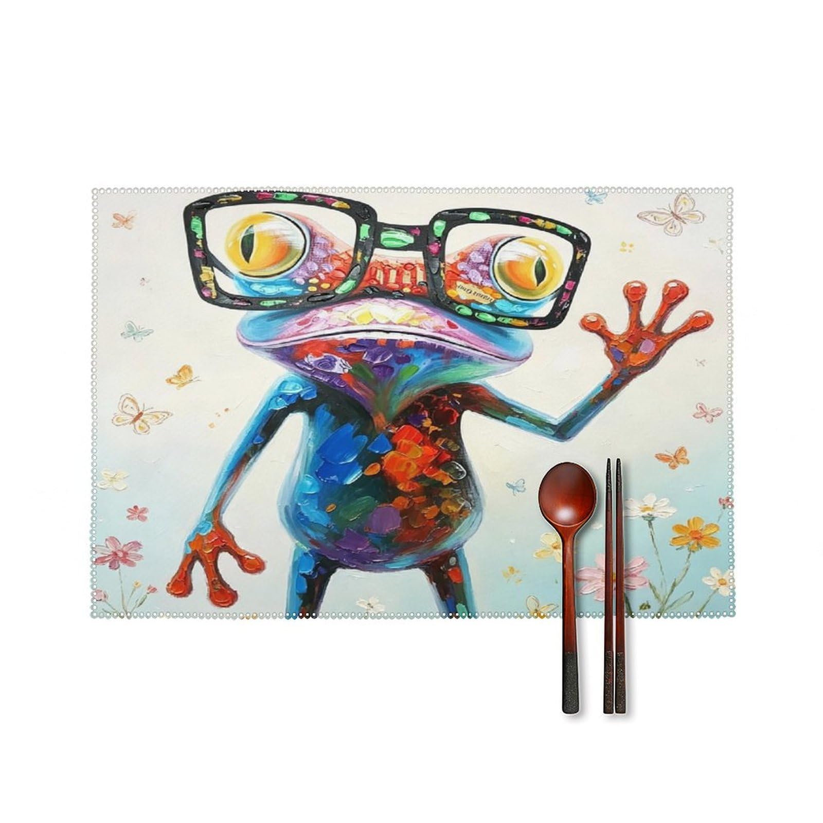 Fekiloot Style Happy Frog Placemats Set Of 6,Table Mat