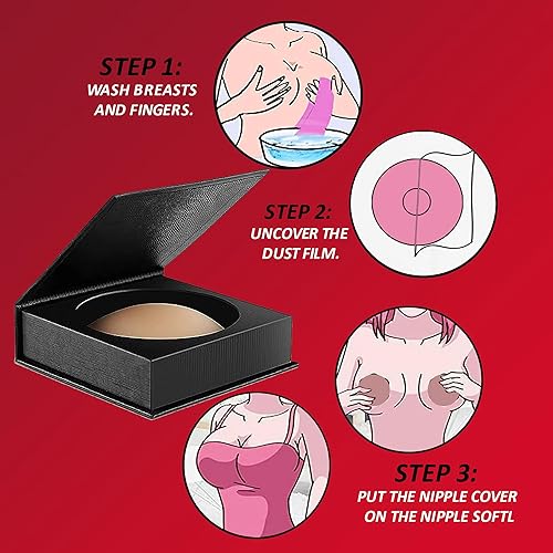 Miniatura 6 de 2023 - Cubierta de pezón adhesiva adhesiva de silicona reutilizable para pezones pastosos para mujeres con caja de viaje