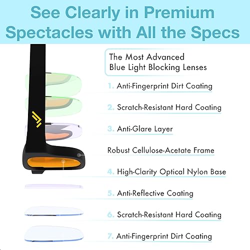 Miniatura 8 de Gafas XL con bloqueo de luz azul naranja para un mejor sueño – 99.5% acetato de alta calidad para hombres – Lentes de juego con tinte ámbar –