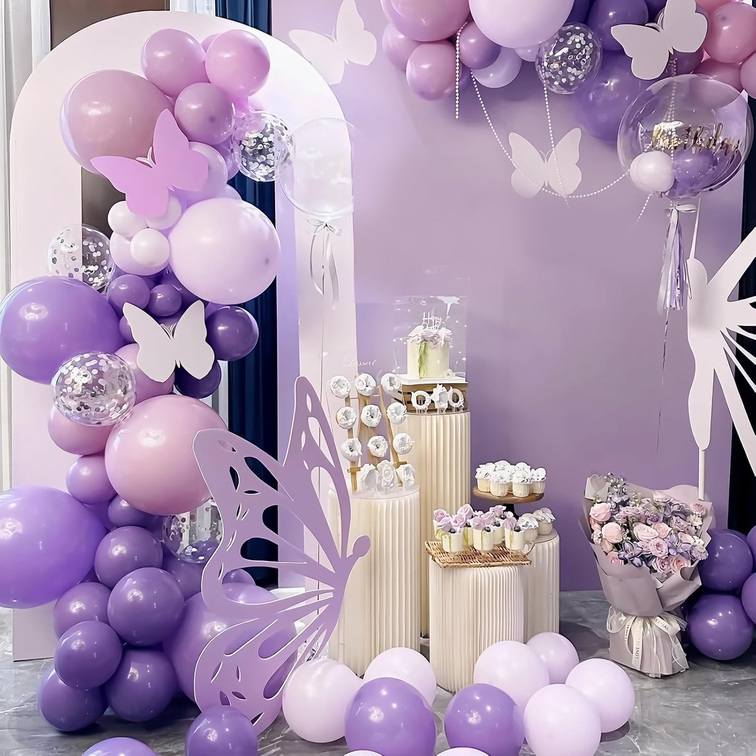 Purple Halloween Balloons, Latex Party Balloons with Ribbons, 100 Pack 12 inch Round Helium Balloons for Purple Wedding,Graduation,Birthday,Halloween Party Decorations and Spooky Party