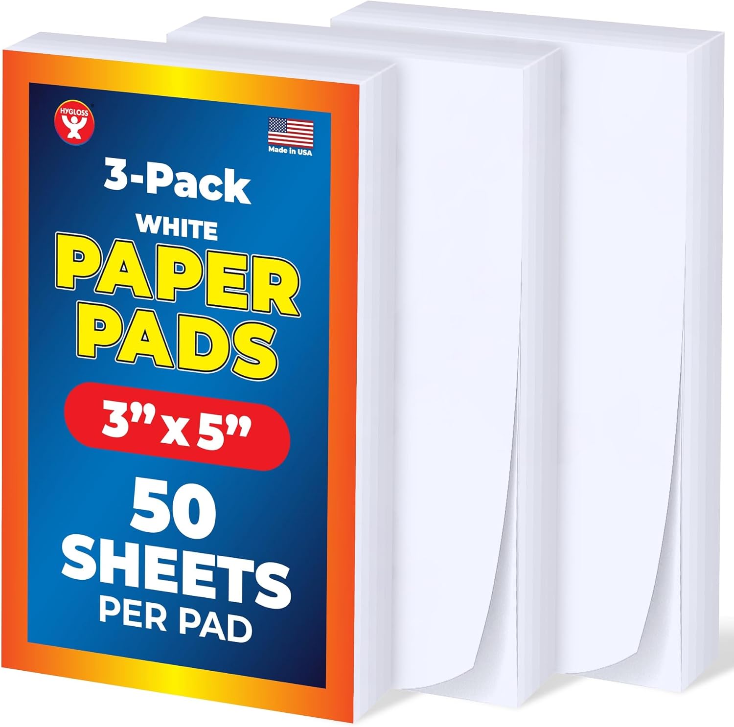 Hygloss 3-Pack Note Paper Pads - 3" x 5" Non-Sticky Memo Pad - 50 Sheets Each - 5 Assorted Bright Colors - Note Pads - Perfect for Office & School Supplies – 150 Sheets Total