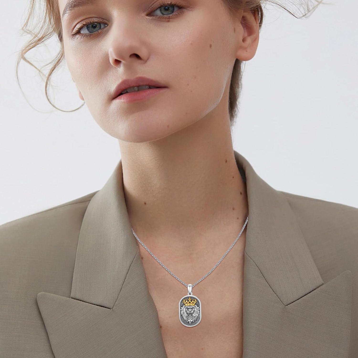 Cuoka Lion Necklace for Men Women S925 Sterling Silver King Retro Punk Gothic Hip Hop Rock Animal Lion Head Pendant Charm Jewelry Chain Necklace Viking Protection Amulet Necklaces - Image 7