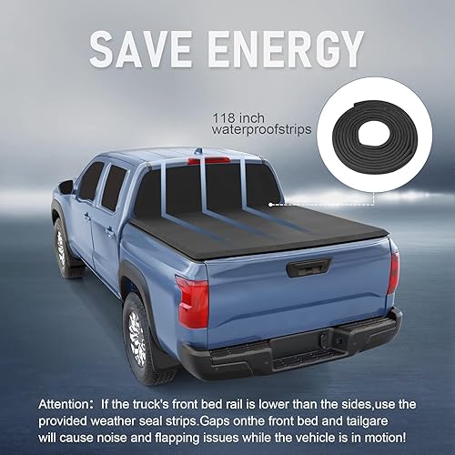 Vista 18 de CARMOCAR - Cubierta Tonneau rígida de reemplazo, tres pliegues, styleside, 5.5 pies, color negro