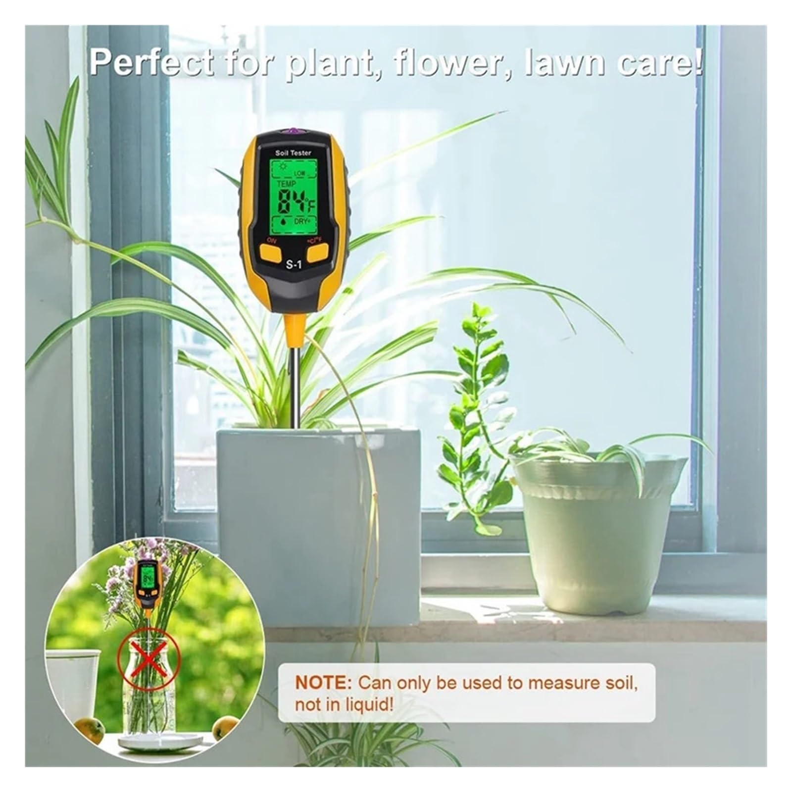 Medidor de humedad del suelo Medidor De PH Del Suelo, Medidor De Humedad Del Suelo 4 En 1, Medidor De Humedad De Plantas Digital Con PH/temperatura/luz, Medidor De Humedad Del Suelo Fiable y Preciso