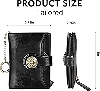 Vista 2 de Travelambo Cartera pequeña para mujer con 2 ventanas de identificación, bloqueo RFID, de cuero, tarjetero con bolsillo con cremallera