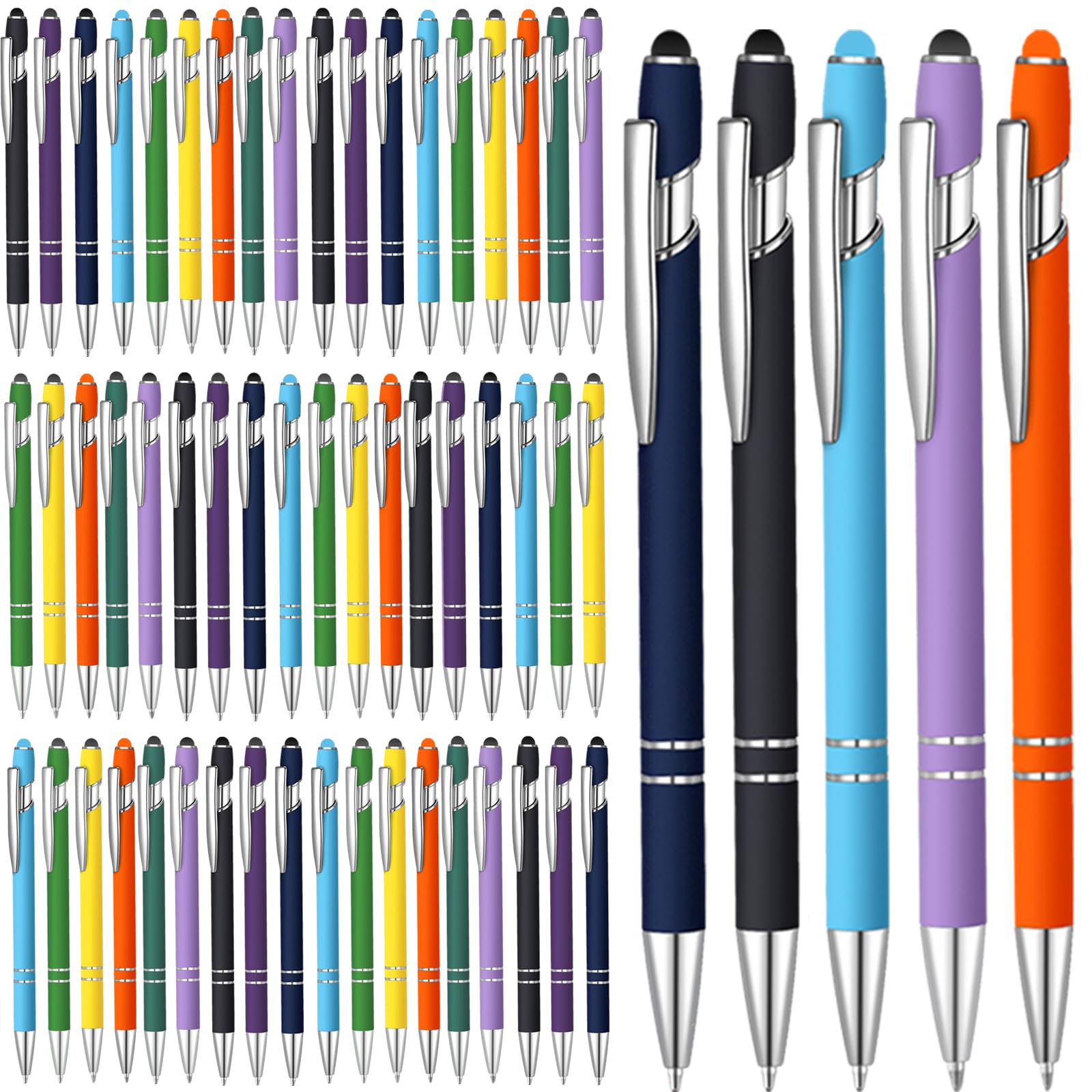 Yaure Joy 50 Pcs Black Inkling Ballpoint Pen with Stylus 2 in 1 Ballpoint Pen for Touch Screens, 2 in 1 Thank You Pen Gift for Colleagues, Coworker,