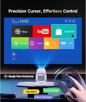 4K Projeksiyon Cihazı HY260 Pro, 1080P Full HD Görüntü Kalitesi, WiFi 6 Bluetooth 5, Dahili Hoparlör, 200 ANSI Lümen Parlaklık, Otomatik Odaklanma, 40-130 Görüntü, Ev Ofis ve Bahçe İçin Projektör
