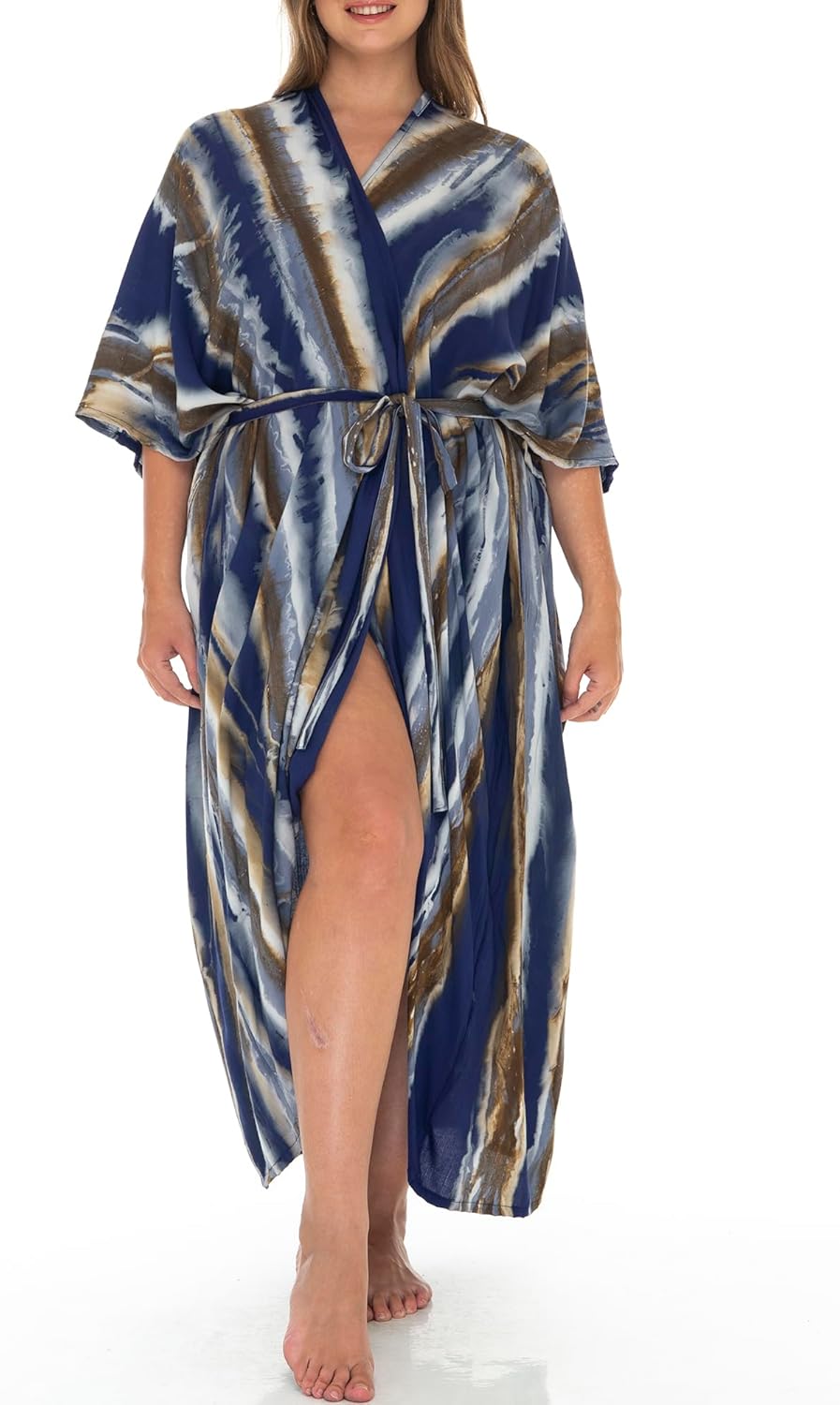 SHU-SHI Plus Size Kimono Cardigans For Women Tie Dye Swimsuit Oversized Beach Cover Ups - Image 4