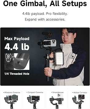 FeiyuTech SCORP Mini 3 Kit All-in-One Gimbal Stabilizer Upgraded AI Tracking 4.0, 3-Axis Gimbal for Canon/Sony Vlogging Cameras, iPhone, Action Cams, 4.4 lb Payload, 1.3 Touchscreen