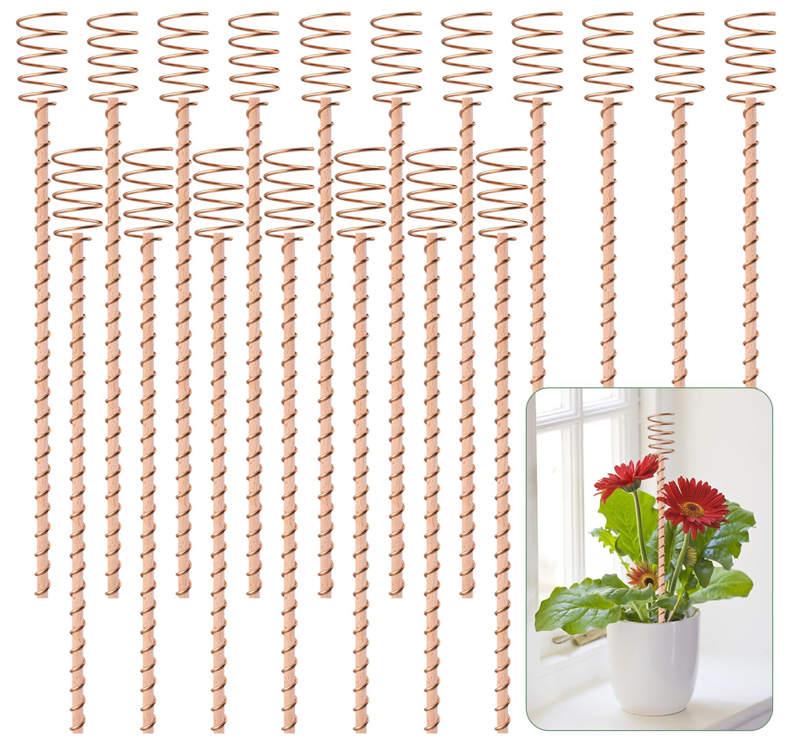 18 Pack 13.5" Electroculture Plant Stakes, Long Copper Garden Stakes, Electroculture Copper Coil Antennas for Growing Garden, High-Yield, Eco-Friendly-image-12