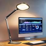 LitONES Lampe de bureau avec bras pivotant pour le bureau d'intérieur, 1200LM Lampe de bureau réglable pour l'étude, lecture, lampe de table réglable lumière de tâche pour le travail à domicile, éclairage de bureau pour les appels vidéo, baladodiffusion