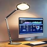 LED Desk Lamp for Home Office, 15W Computer Zoom Lighting with CRI >95, Memory & Timer Function, 1200LM Dimmable Desktop Ring Light for Video Calls, Conference, Reading, Streaming, Study