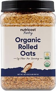 Nutricost Organic Rolled Oats 2LB - 5g Fiber Per Serving, USDA Certified Organic, Vegan GMO-Free Pantry Staple