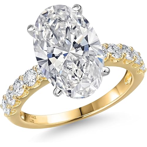 Gem Stone King 1.45-5.70 Cttw IGI Certified Lab Grown Diamond 2-Tone 14K White and Yellow Gold Engagement Ring For Women | E-F | VS1-VS2 | Wedding Anniversary Ring