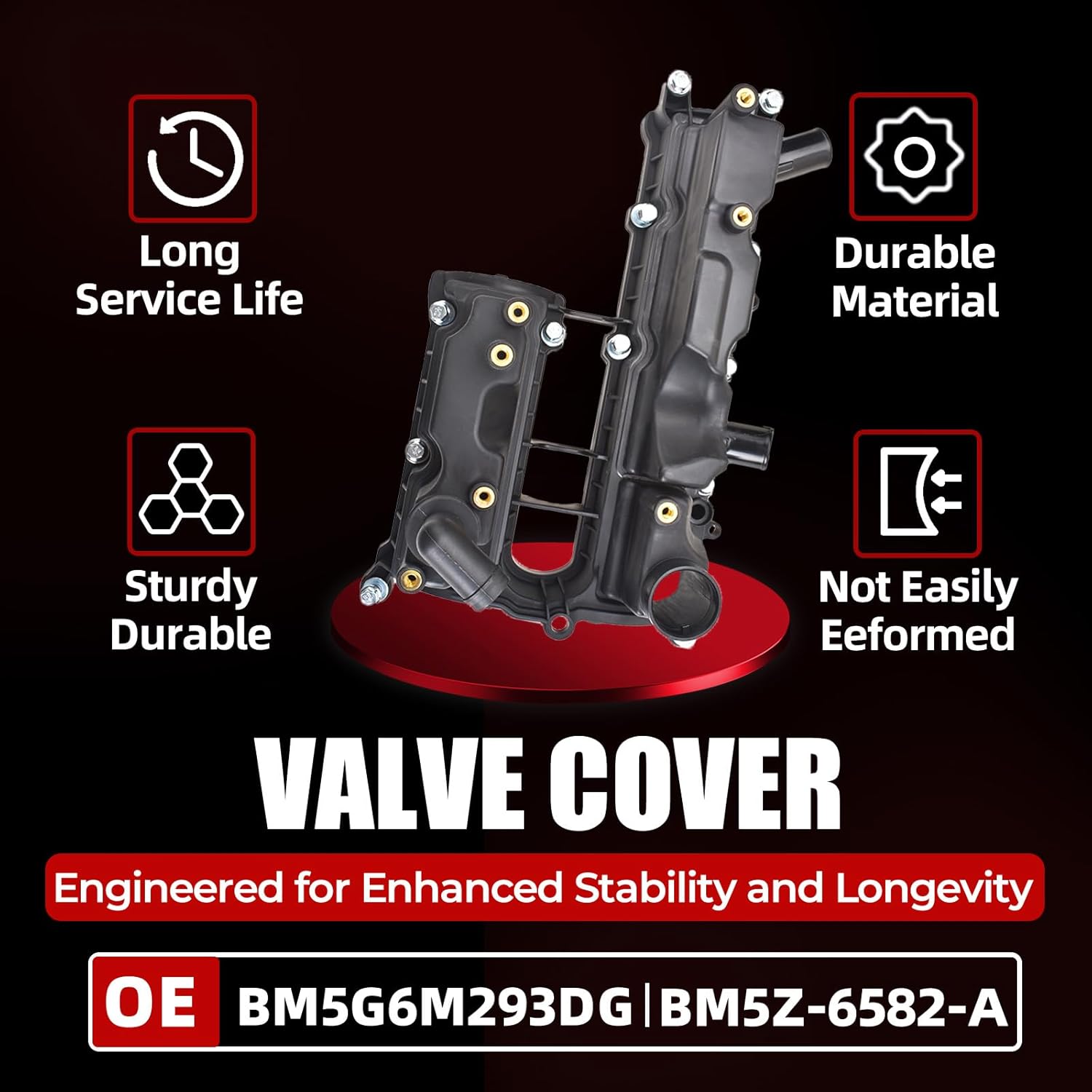 MITZONE Engine Valve Cover Compatible with 2013-2016 Ford Escape 2014-2019 Fiesta 2013-2014 Fusion 1.6L Replace# BM5Z-6582-A