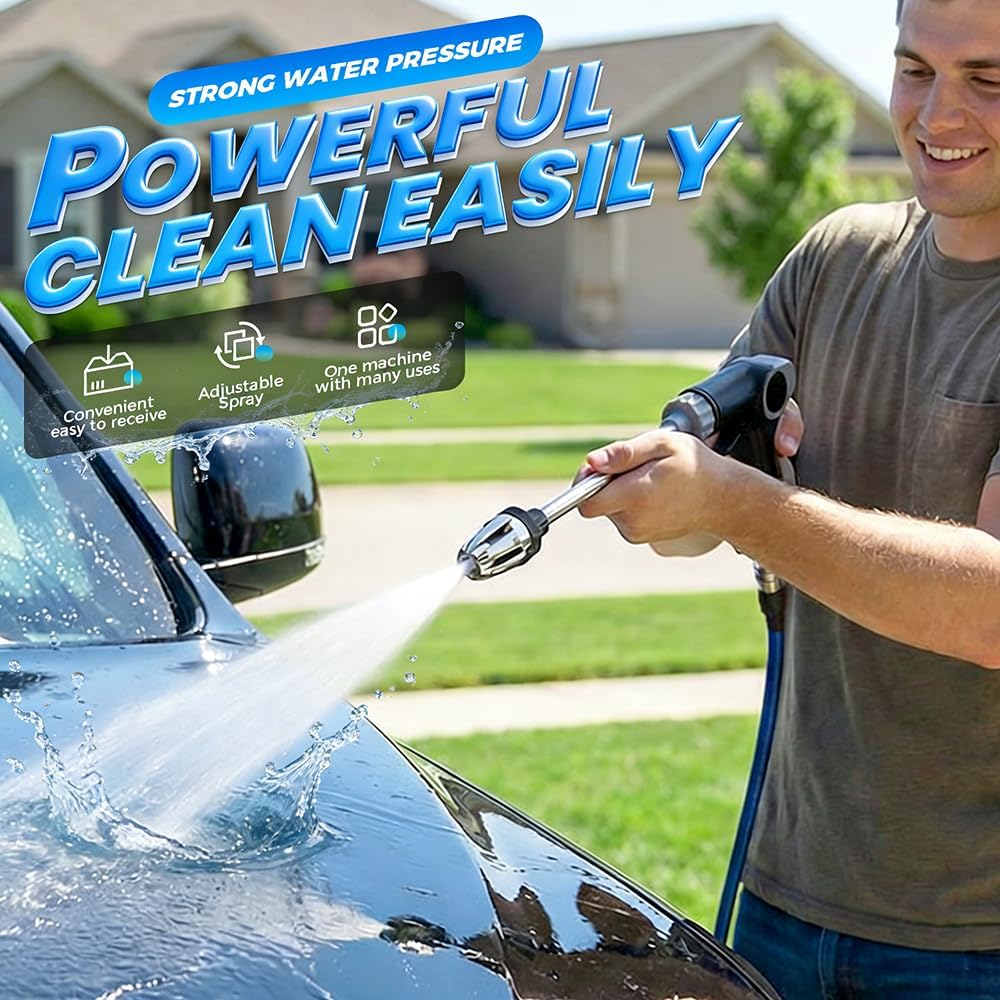 Hose Nozzle High Pressure, 2026 New Turn Any Hose Into a High Pressure Water Washer Jet, Jet Nozzle Power Washer for Garden Hose, Universal Water Pressure Washer for Car Garden Yard Cleaning (6 Piece)