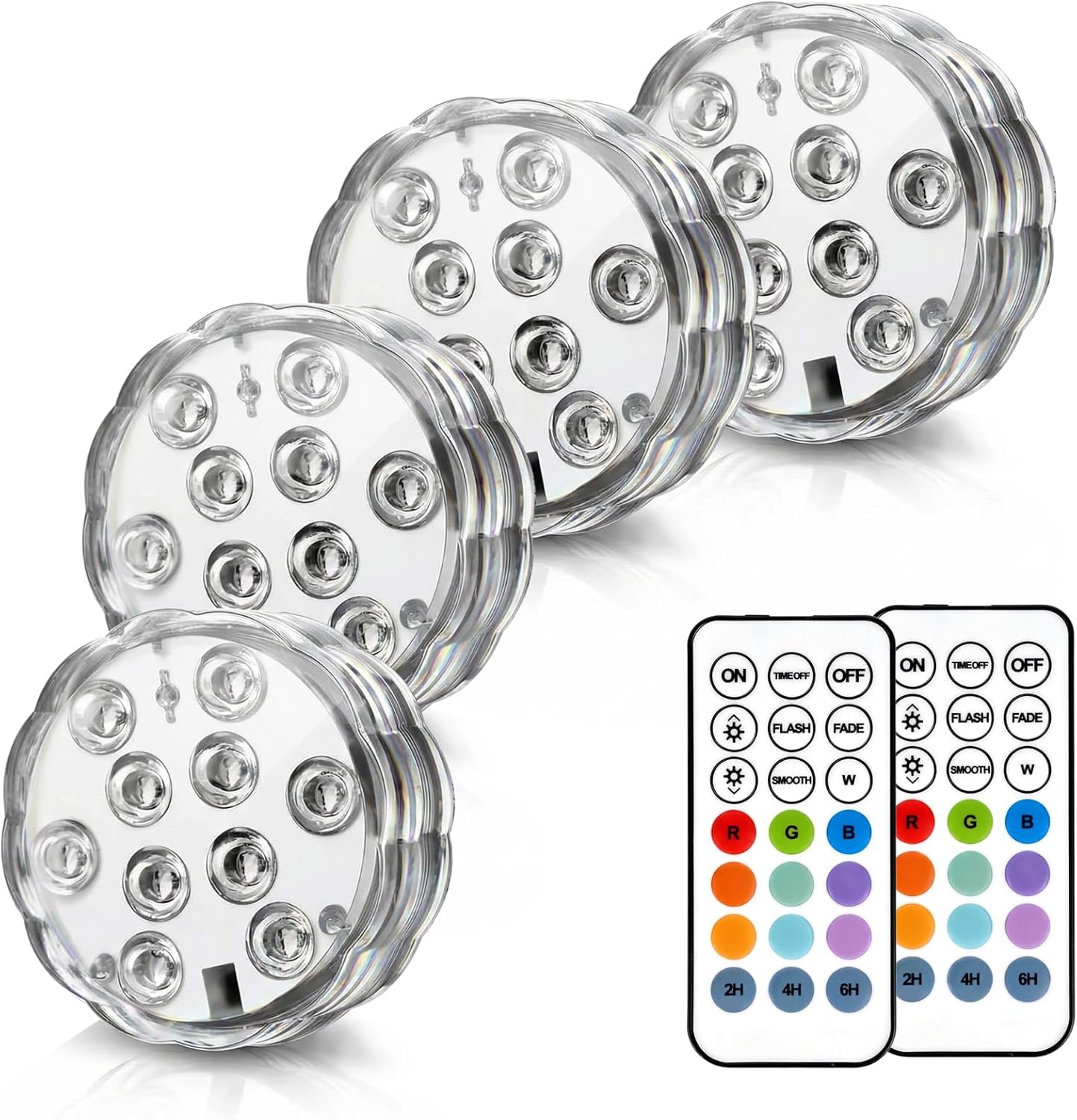 Luces LED sumergibles con control remoto, 13 colores, 4 modos, batería miniatura 1